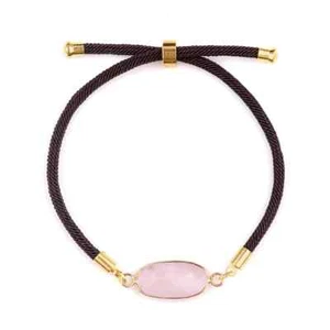 Adjustable Gemstone Sectional Long Ellipse Woven Leather Bracelet Healing Chakra - Picture 1 of 24