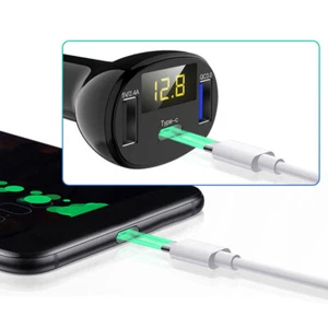 2 Ports USB + Type C Car Fast Charger Adapter Accessories QC3.0 5V 2.4A - Bild 1 von 12