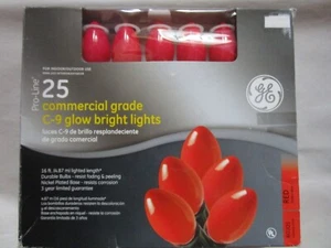 GE PRO-LINE 25 COMMERCIAL GRADE C9 RED BRIGHT LIGHTS - NEW - Picture 1 of 8