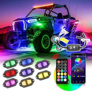 8 Pod Curved RGB LED Rock Light Underglow Lamp For Polaris Ranger XP1000 Crew US - Picture 1 of 10