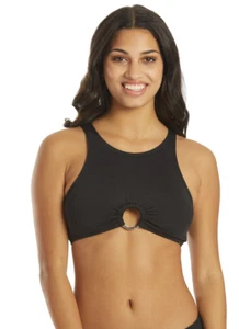 Top de bikini Michael Kors Essentials recortado liso negro talla pequeña nuevo - Imagen 1 de 3