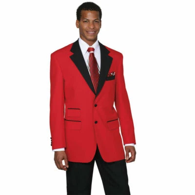 Men's 2Pc 100% Poplin Dacron Fashion Suit Two Button Red Size 38R~56L - Image 1 of 3