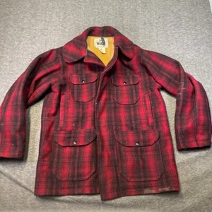 Vintage Woolrich Herren 42 Wolle Mackinaw Sakko 502 kariert schwer Jagd fleckig Knopf - Bild 1 von 14