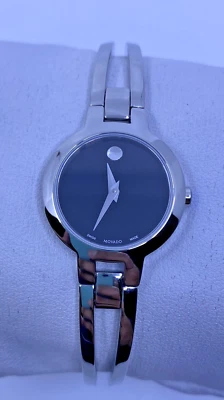 Movado Amorosa SWISS Quartz Black Dial Stainless Steel Ladies Watch 0607153 - Image 1 of 4