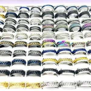 Neu 30Stk. Herren Edelstahl Ringe Spinner Drehbare Kette Modeschmuck - Bild 1 von 7