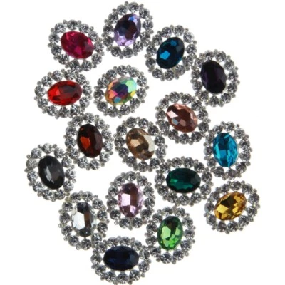 20PCS 25mm*31mm Sparking Silver Plated Metal Alloy Rhinestone Embellishment - Image 1 of 4