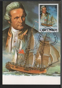 ✔️ S. TOME E PRINCIPE Sao Tome & Principe JAMES COOK Commemorative SON. POSTCARD - Picture 1 of 2