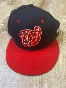 Washington Nationals New Era 59Fifty Hat Size 7 1/8 Made In USA Cap Flag Fitted - Picture 1 of 5