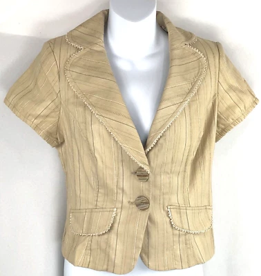 Chaqueta blazer recortada vintage XOXO M color tostado bordado ribete corte a medida en Y2K Foto 1 de 4