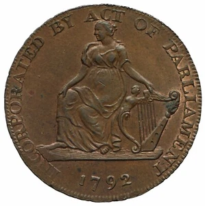 Ficha de medio centavo Irlanda Dublín 1792 Camac Kyan y Camac D&H 42 rara - Imagen 1 de 5