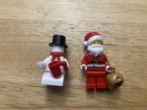 Lego Santa & Snowman Minifigure Lot with Knapsack Christmas Top Hat - Picture 1 of 3