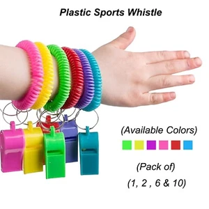 Colourfull Plastic Sports Whistle Loud Football Teacher Referee Keychain Keyring - Picture 1 of 41