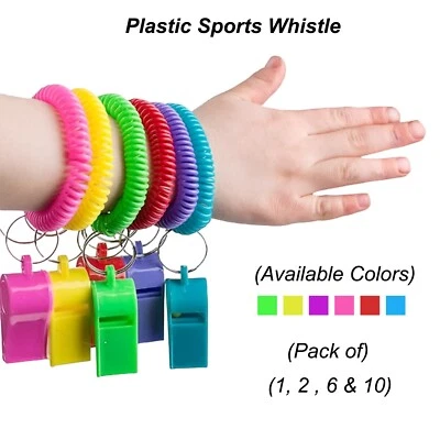 Colourfull Plastic Sports Whistle Loud Football Teacher Referee Keychain Keyring - Image 1 of 4