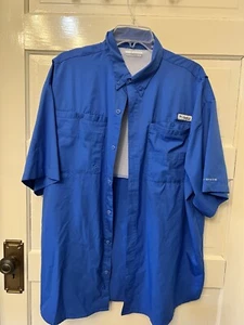 Camisa Columbia Para Hombres XL Azul Manga Corta Omni Tono Ventilada Pesca Campamento Senderismo - Imagen 1 de 6