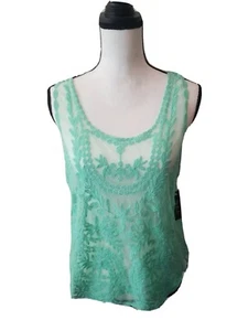 New Ooh La La Lace Tank, Shell Blouse mint Green Size Large - Picture 1 of 12