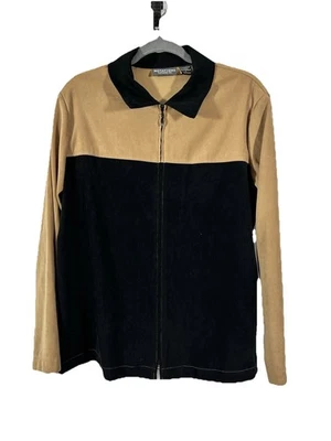 Notations Women's Suede Jacket Size L Brown Black Classic Teacher Office Casual - Image 1 of 4