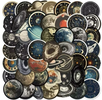 Space Solar System Stickers 50pk Space Planets Mixed Celestial Mix FREE SHIPPING - Image 1 of 4