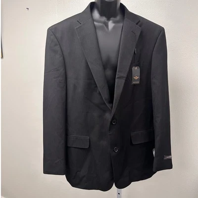 DOCKERS Mens 48R Black Stripe Suit Sport Coat Blazer Jacket New With Tags - Image 1 of 4