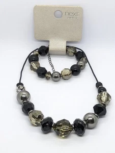 Next Bracelet & Necklace Set, Black And Silver Beaded Jewellery Set - Picture 1 of 8
