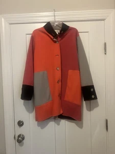 Abrigo Vintage Susan Bristol Polar Abotonado Bloque de Color Talla XL Artístico Capricho - Imagen 1 de 7