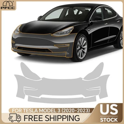For Tesla Model 3 2017-2023 Front Bumper Precut Paint Protection Film Clear PPF - Image 1 of 4