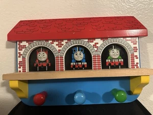 Thomas the Train - Wooden Coat & Clothes Rack - Clickity Clack Track & Shelf - Picture 1 of 7