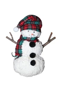 Handmade Vintage Chenille Snowman Country Farm Style Christmas Holiday Decor 7" - Picture 1 of 4