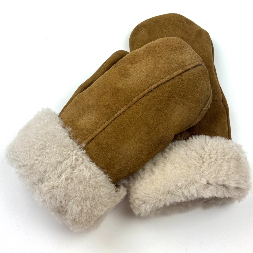 Guantes de piel de oveja - Cálidos guantes de cuero de invierno para hombre/mujer’s - marrón Foto 1 de 4