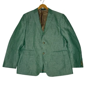 Alan Flusser Green Sports Coat Blazer Mens 42R Classic Fit Linen Blend Jacket - Picture 1 of 10