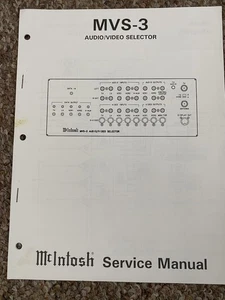 Vintage Mcintosh MVS 3 Audio Video Selector Service Manual Information Original - Bild 1 von 1