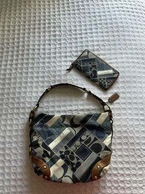 Coach Denim Patchwork Hobo Bag and Wallet Set Y2K Foto 1 de 4