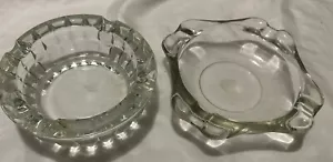 Vintage Pair of Round Clear Cut Glass Design Ashtray "FNG" Indonesia 6” - Picture 1 of 5
