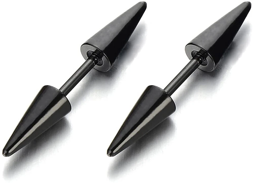 1 par de pendientes punk de acero inoxidable de moda para hombre con remache y espiga pendientes Foto 1 de 4