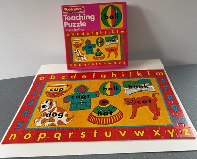 WADDINGTONS VINTAGE TEACHING SPELLING PUZZLE 95 PIECES - Image 1 of 4