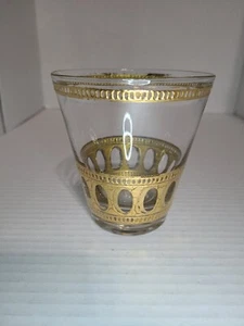 Culver Ltd ANTIGUA Flared Old-Fashioned Low-Ball Glass Vintage Barware 22k Gold - Picture 1 of 6