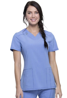 Cherokee Scrubs V Neck Top CK865A CIPS Ciel Blue Free Shipping - Image 1 of 4