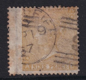 GB QV 9d paja SG98a (papel grueso) bien usado con pieza CDS - Imagen 1 de 2