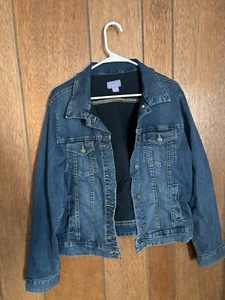 Laura Scott Jean Jacket Denim Womens Size XL Button Up Long Sleeve - Picture 1 of 3