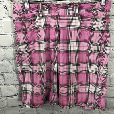 NIKE Golf Tour Performance Pink Plaid Golf Shorts Womens Size 4 Dri-Fit - Image 1 of 4