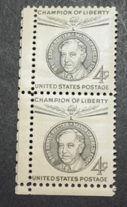 3 - 1959 US Stamp Scott #1136 - 4 Cent Pair + 1 - Ernst Reuter - MNH/OG/VF - Picture 1 of 2