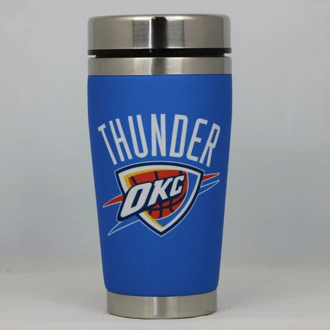 Oklahoma City Thunder Mugzie NBA 16oz Travel Tumbler Coffee Mug Cup Cover