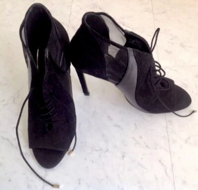 ZARA Elegante Peep Toe Leder-High Heels-Stiefelette,echtes Glattleder&Wildleder - Bild 1 von 4