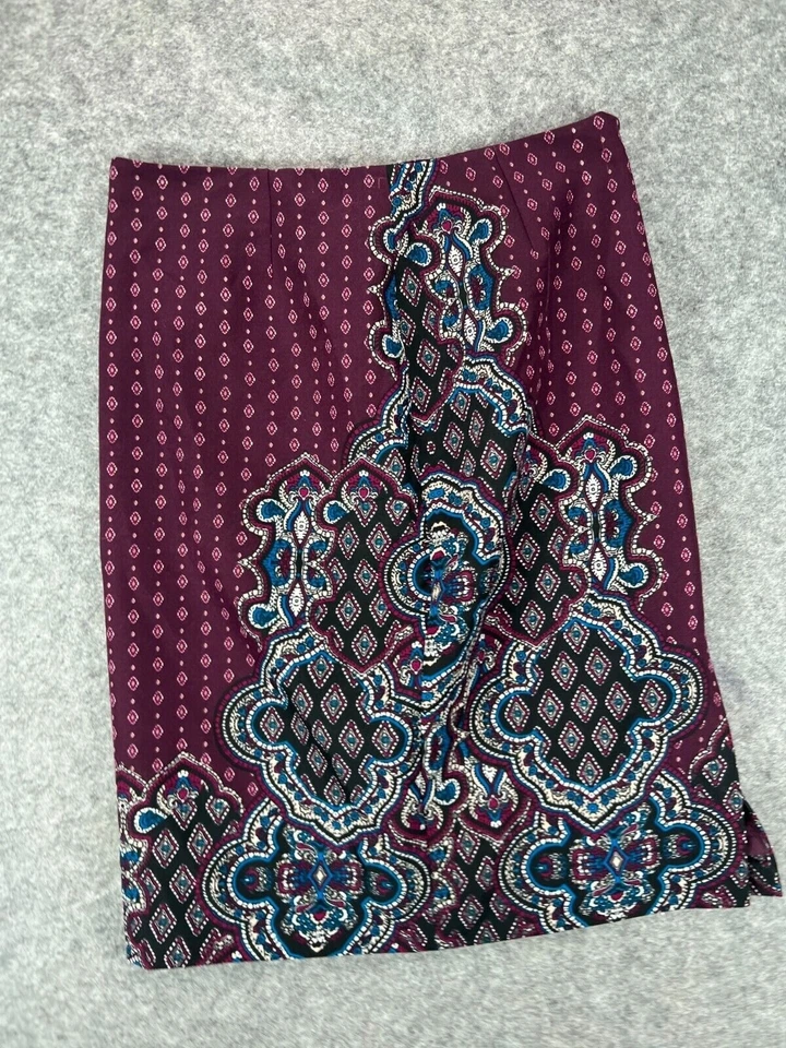 Alex Marie Pencil Skirt Womens Size 6 Red Pencil Skirt Dark Wine Paisley Lined - Image 1 of 4