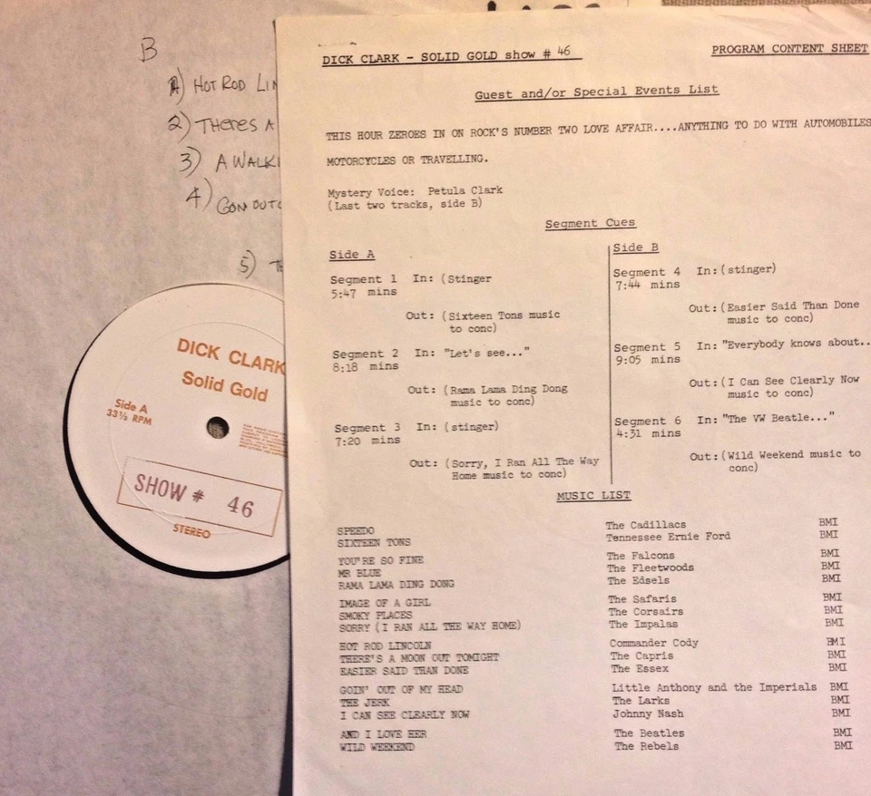 RADIO SHOW: DICK CLARK SOLID GOLD #46 CARS! CADILLACS, EDSELS, CORSAIRS, IMPALAS - Image 1 of 1