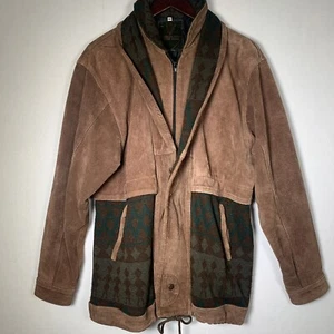 Vintage Barcelona Leather Goods Western Jacket  Suede Aztec Southwestern Size 44 - Picture 1 of 12