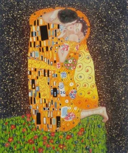 24x20 El beso de Gustav Klimt pintura al óleo retrato moderno pareja - Imagen 1 de 1