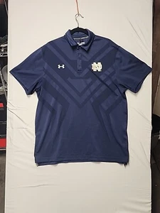 Notre Dame Womens Fighting Irish Polo Shirt XL Blue Football Under Armour - Picture 1 of 13