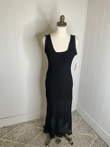 Brandneu Vintage Jones New York Damen 8 schwarz 100 % Seide Midikleid Abend - Bild 1 von 13