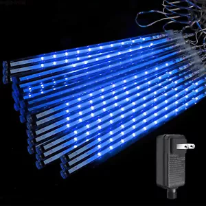 192LEDs /384LED 8Tube Meteor Shower Rain String Lights Waterproof Christmas Blue - Picture 1 of 29