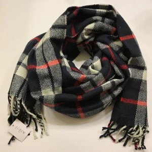 NWT J Crew Plaid Scarf 40700 BLACK  - Picture 1 of 2